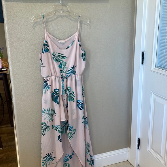 Peach Love California Summer Lovin' Palm Print Romper Maxi Size L - Picture 1 of 7